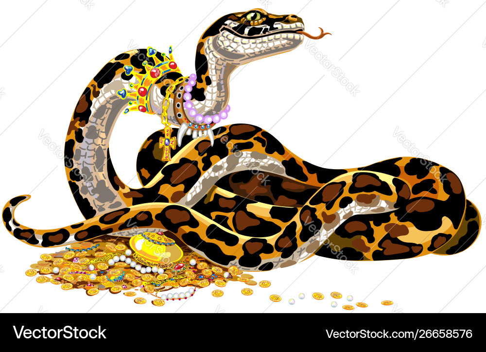 Royal Python Guarding Treasure Royalty Free Vector Image