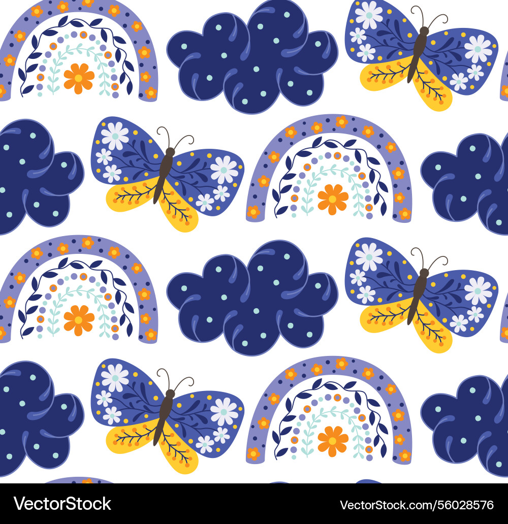 Spring seamless pattern in scandinavian vector image
