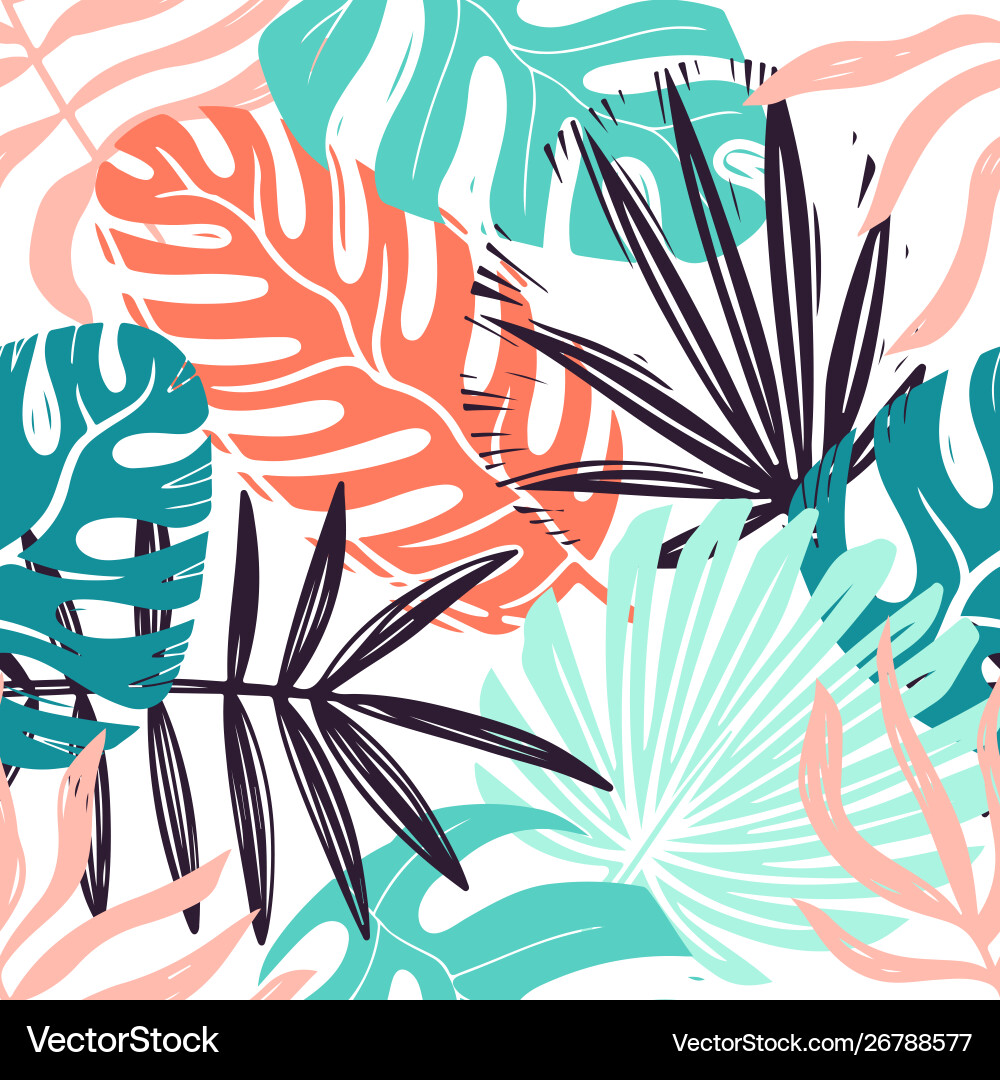 Jungle foliage chaotic hand drawn seamless pattern Jungle foliage chaotic hand drawn seamless pattern vector image