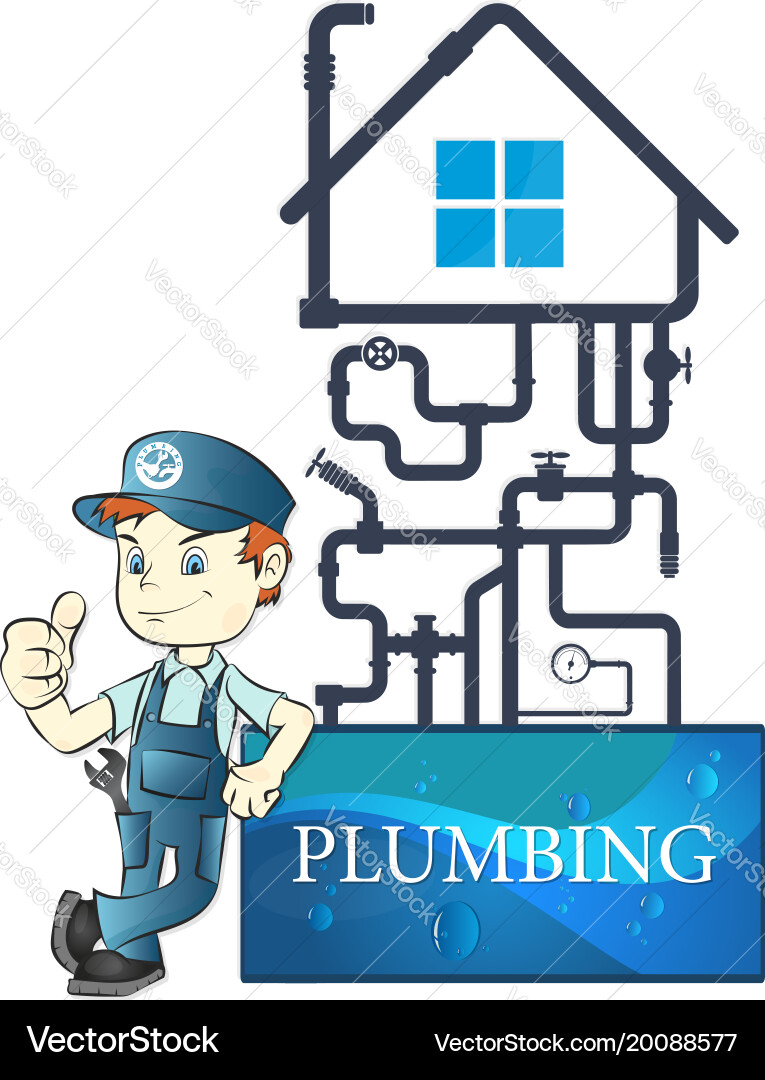 Plumber Character with Pipeline vector image