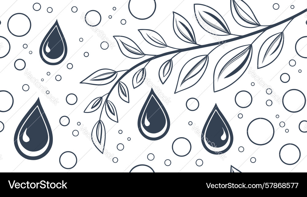 Raindrops on foliage pattern design generative ai vector image