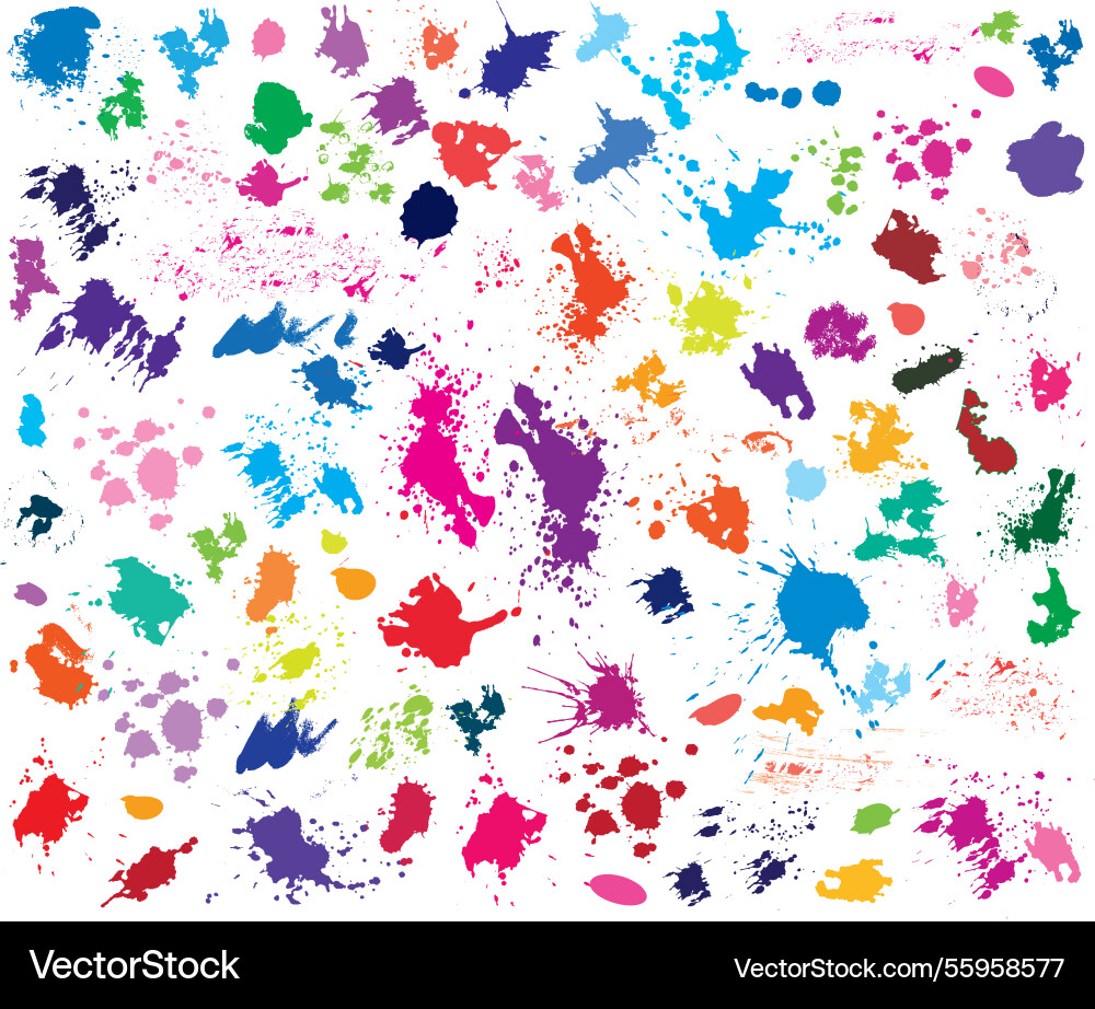 Set of color spots paint brush prints Set of color spots paint brush prints vector image