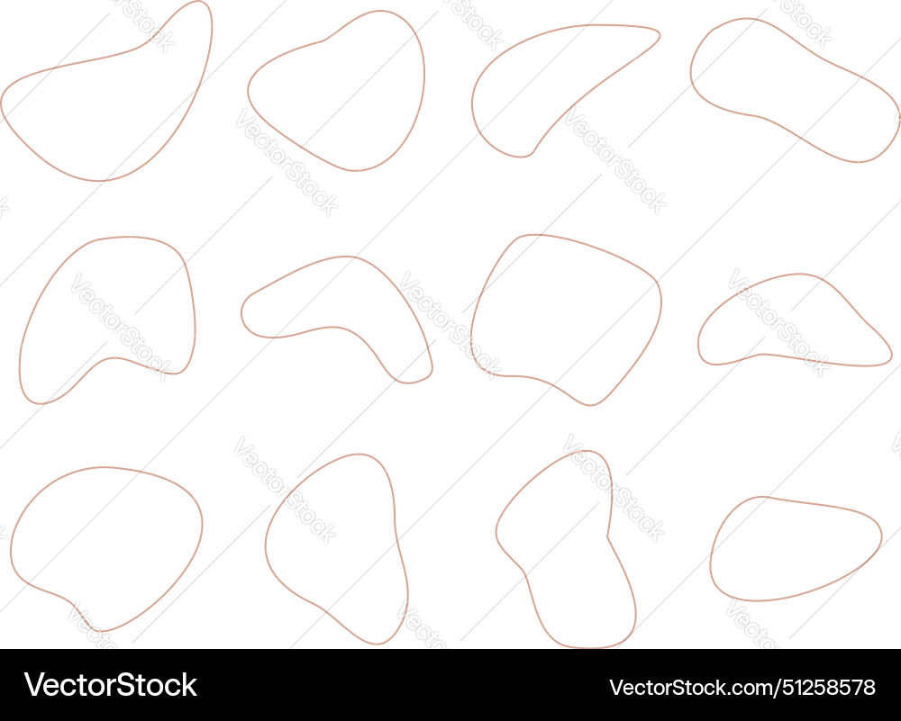 Abstract fluid linear shape set black Vector Image