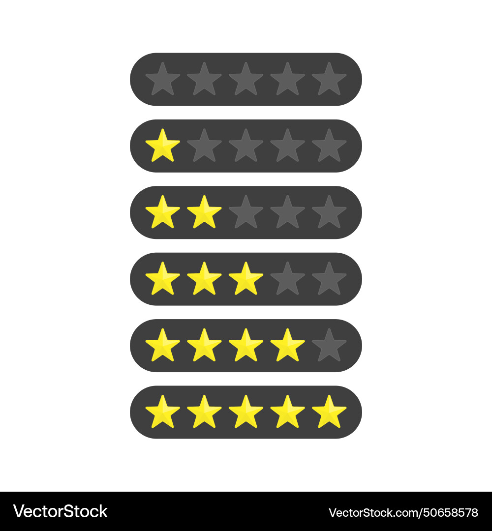 Five stars ratings template rating system in flat Vector Image