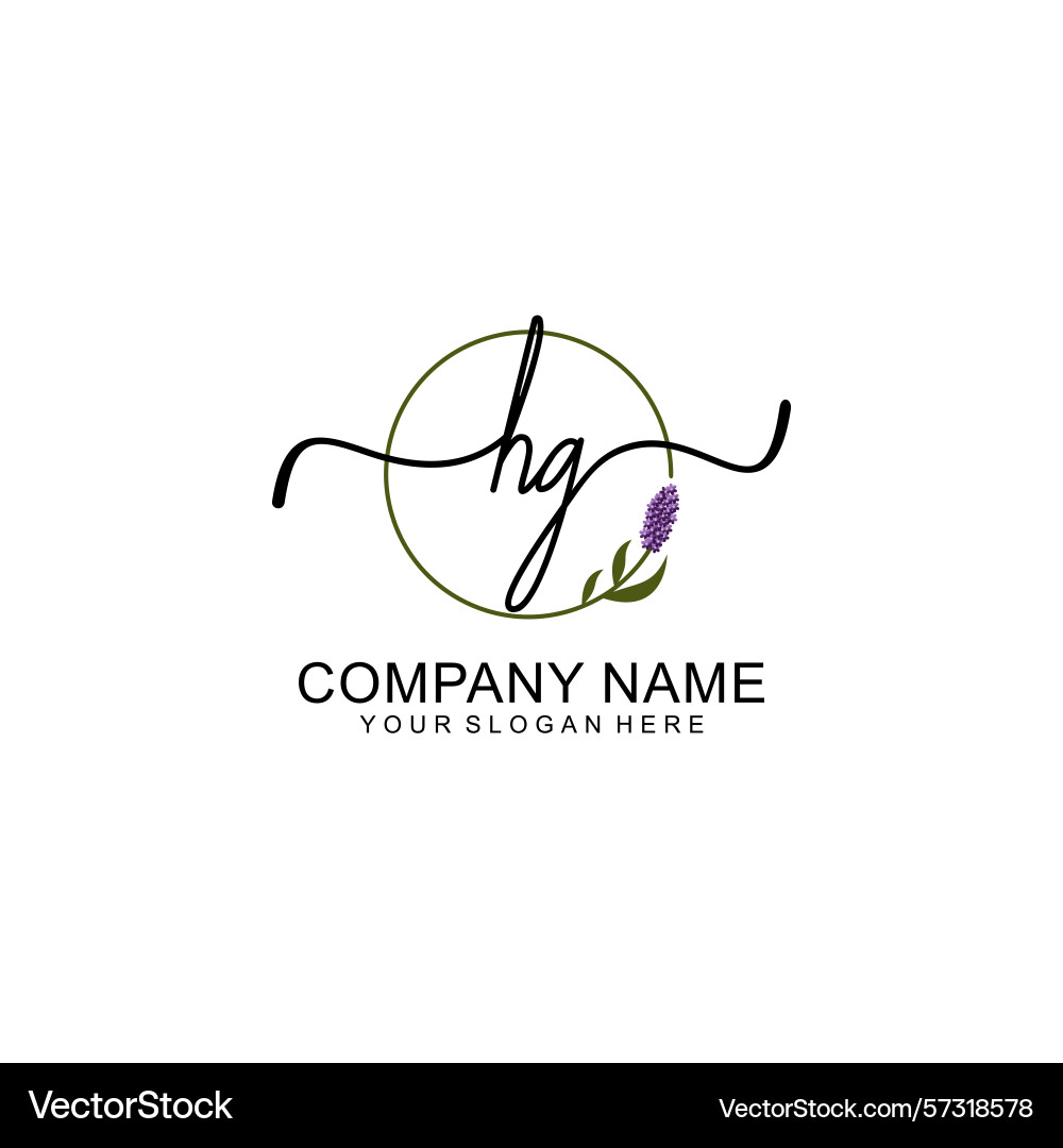 Handwritten hg initial logo with circle Vector Image