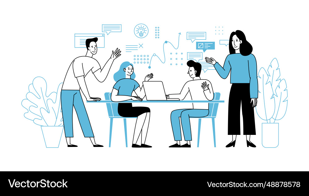 In simple flat linear style with smiling cartoon In simple flat linear style with smiling cartoon vector image