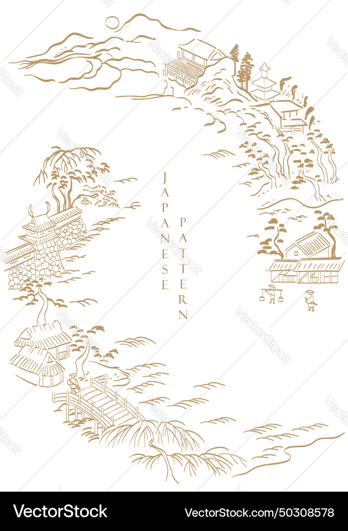 Japanese background with asian traditional icon vector image