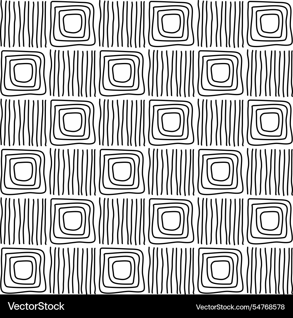 Lines and square rings checker pattern Vector Image