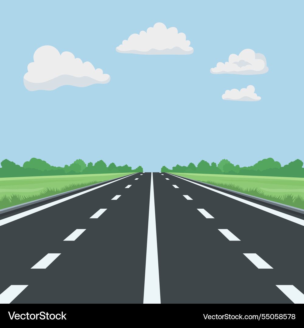 Scenic Road Landscape Vector Image