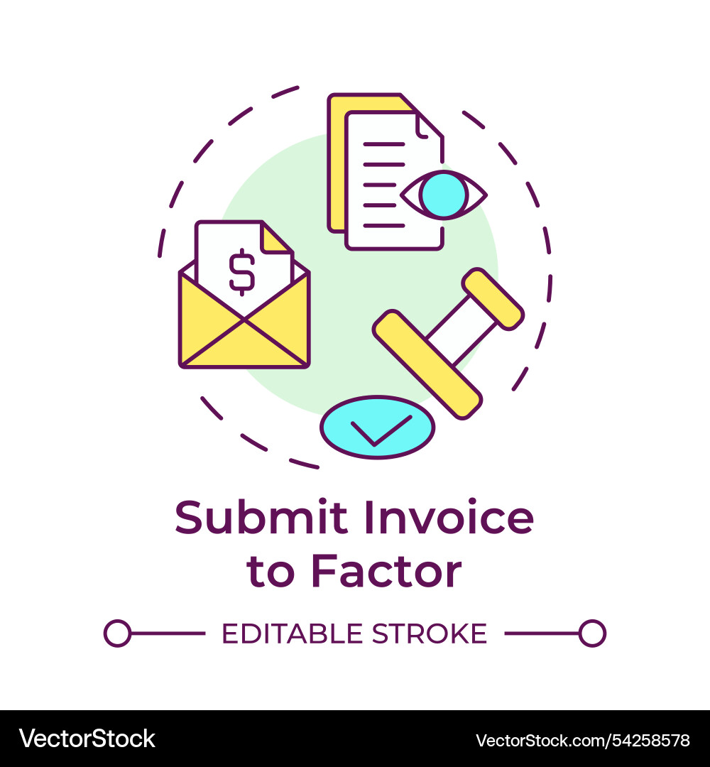 Submit invoice to factor multi color concept icon Submit invoice to factor multi color concept icon Vector Image