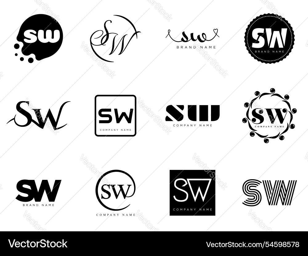 Sw logo company template letter s and w logotype Sw logo company template letter s and w logotype vector image