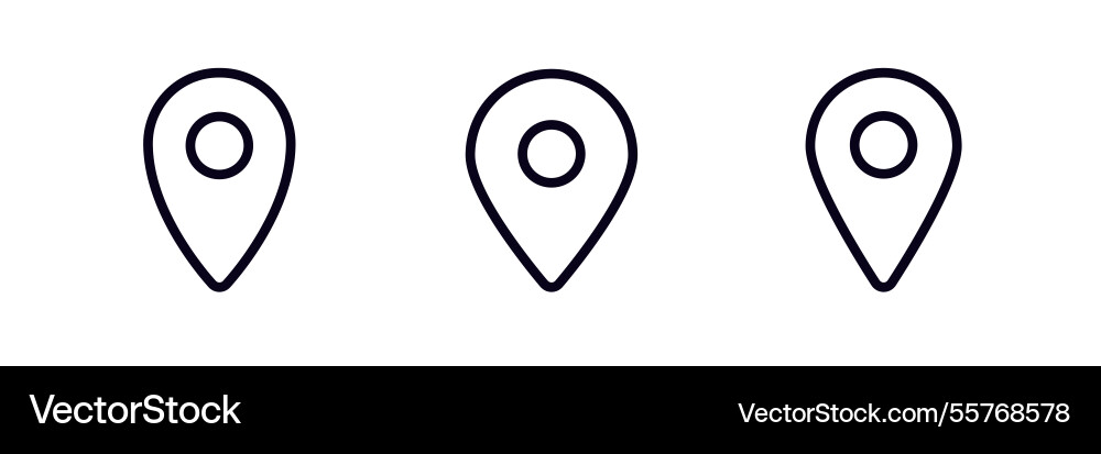 Three simple map location icons with outlined Vector Image