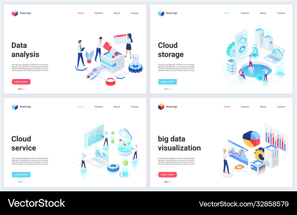 Big Data Analysis Isometric Tech vector image
