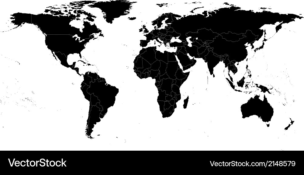 Black political world map Vector Image