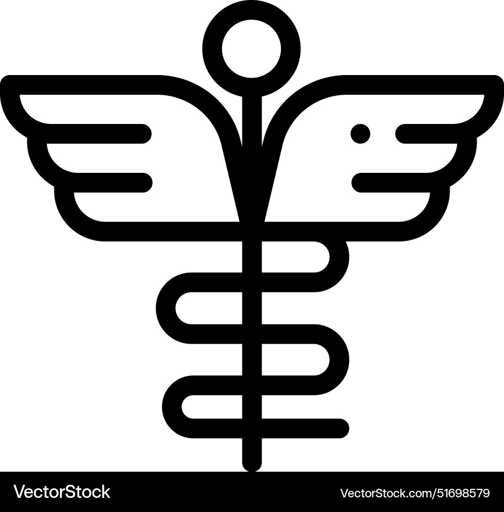 Caduceus symbol icon thin linear style design Vector Image