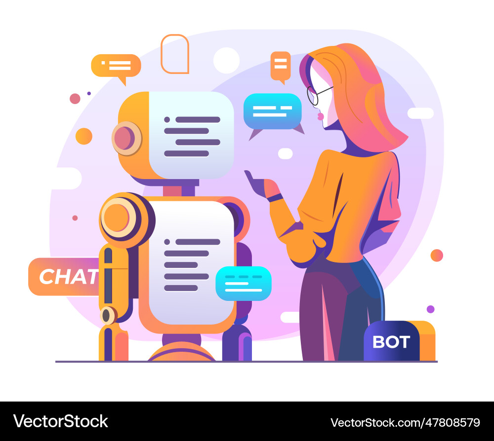 Chatbot using and chatting artificial Vector Image