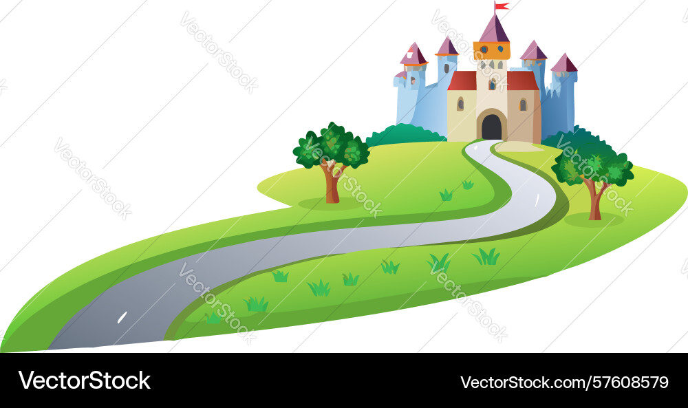 Fairy tale castle game path design generative ai vector image