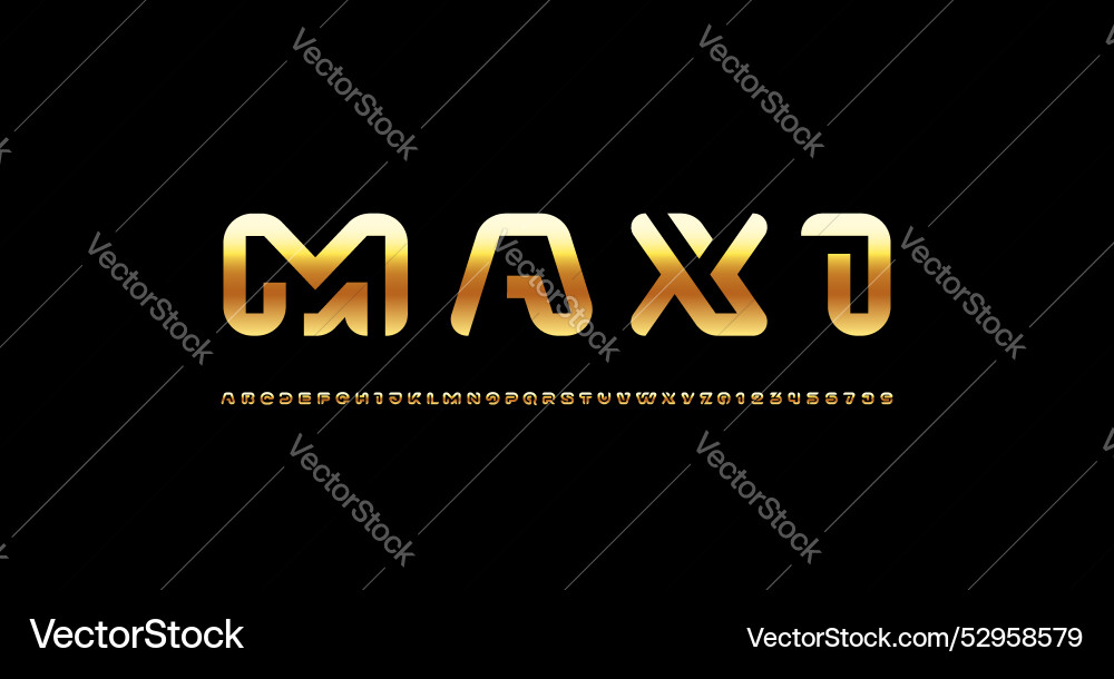 Modern font golden alphabet from segment line Modern font golden alphabet from segment line vector image
