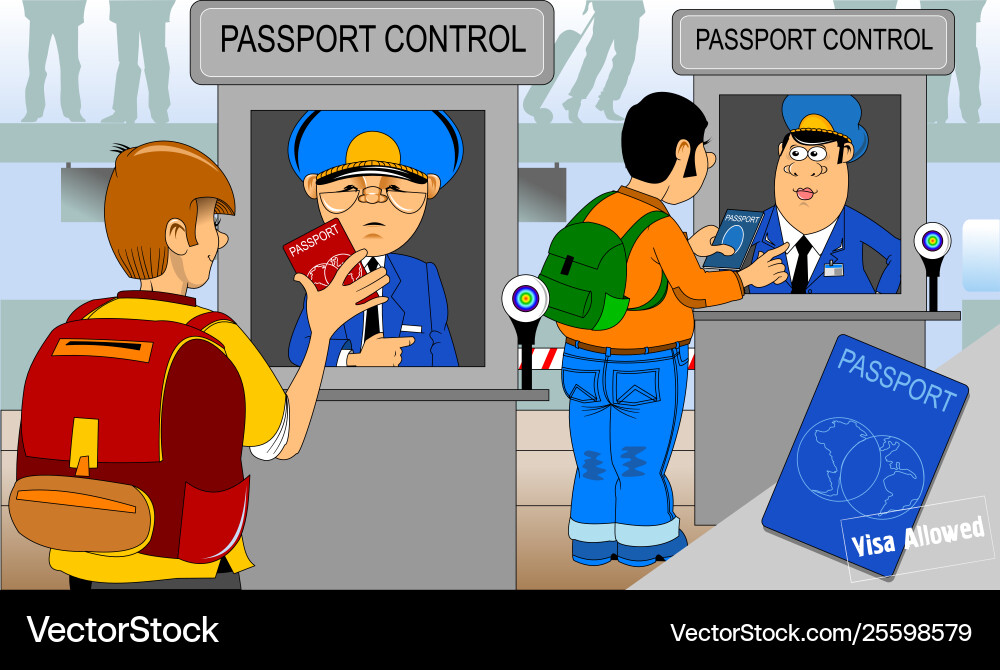 Passport Control & Customs Checkpoint vector image