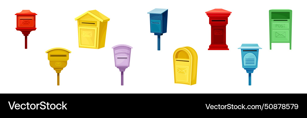 Post box or mailbox for letter sending set Post box or mailbox for letter sending set vector image