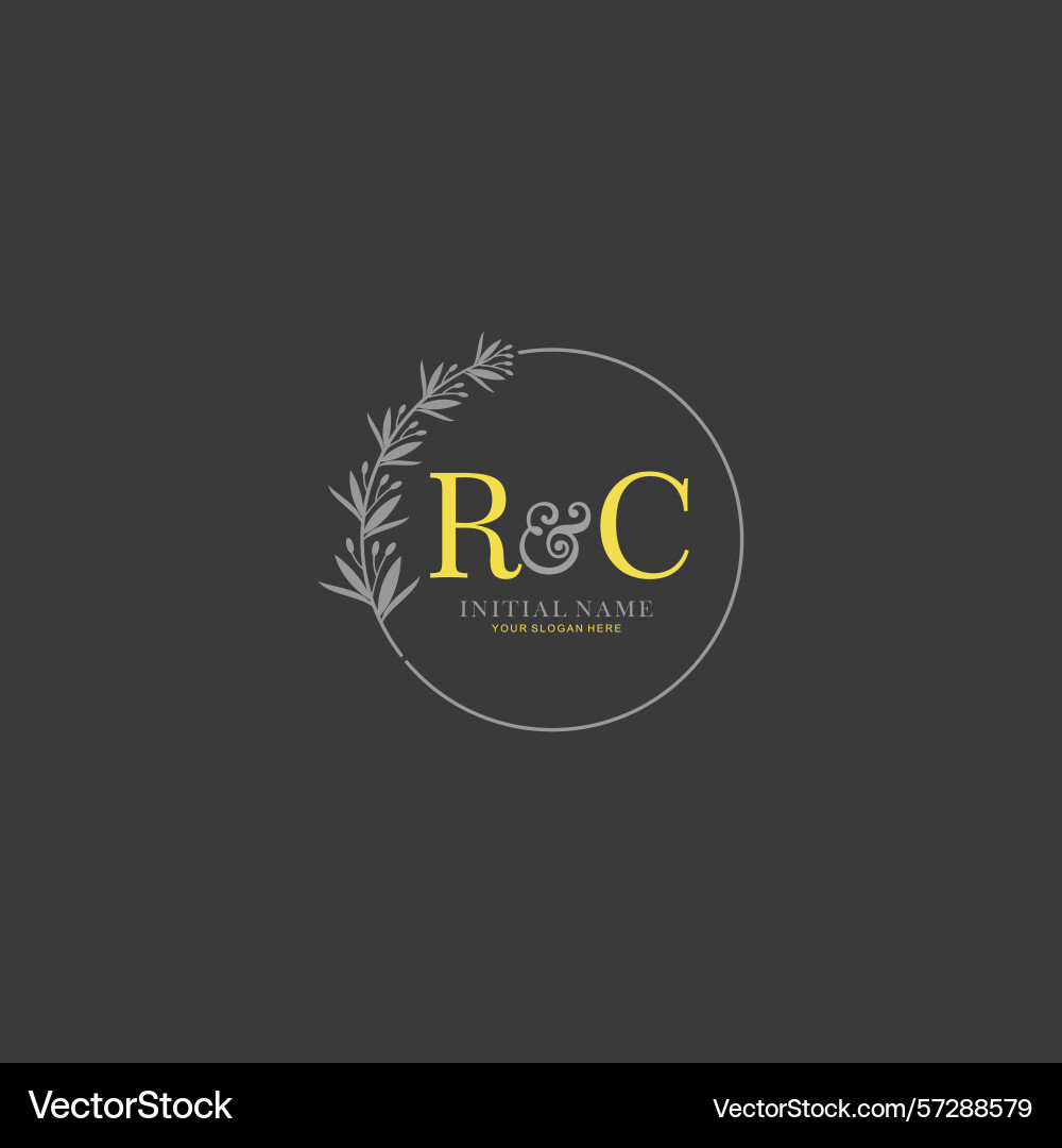 Rc initial logo templates with botanical elements Vector Image