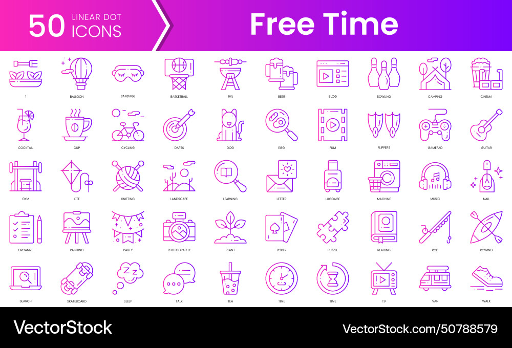 Set of free time icons gradient style icon bundle vector image
