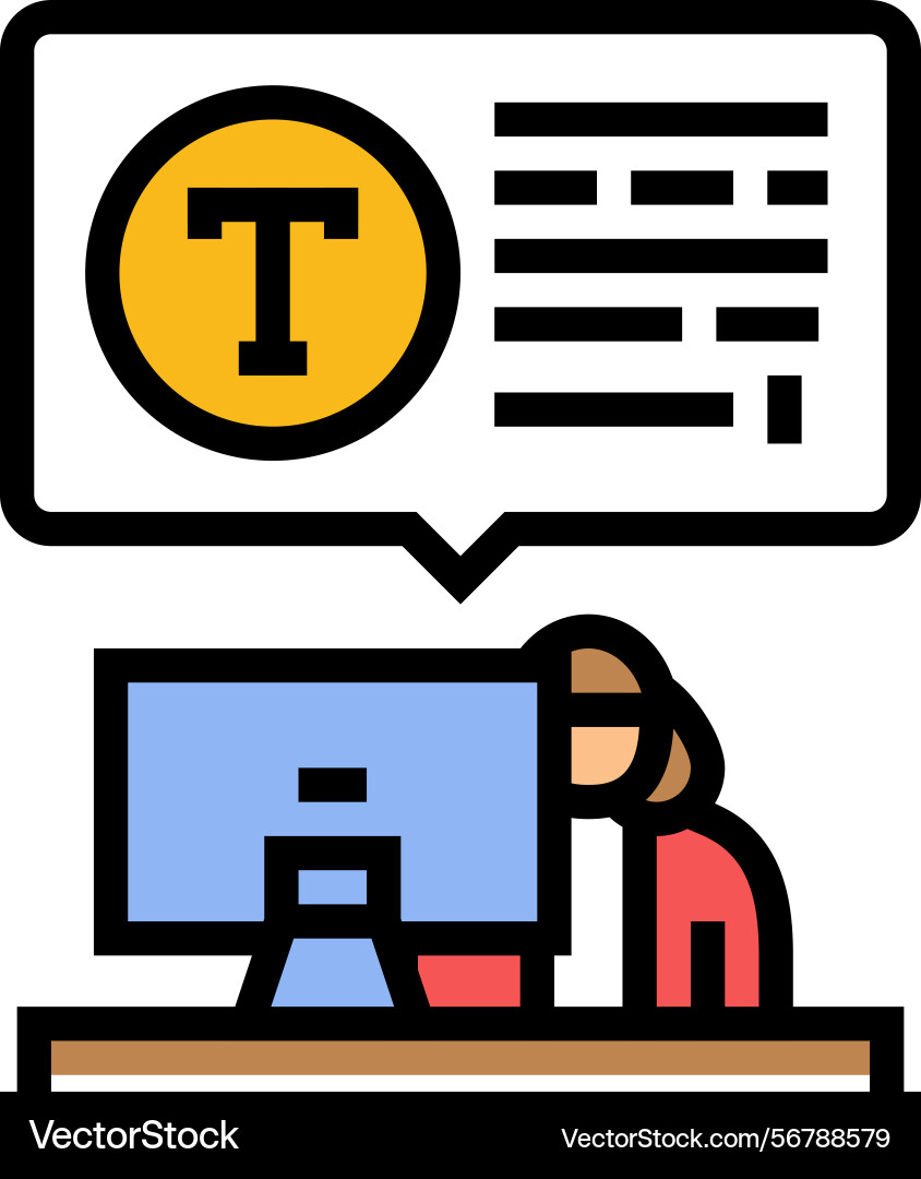 Typing computer office assistant color icon Typing computer office assistant color icon vector image