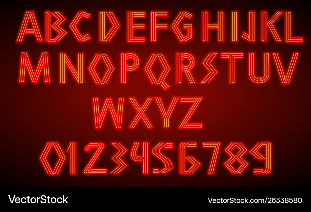 80 s red neon retro font futuristic script 80 s red neon retro font futuristic script Vector Image