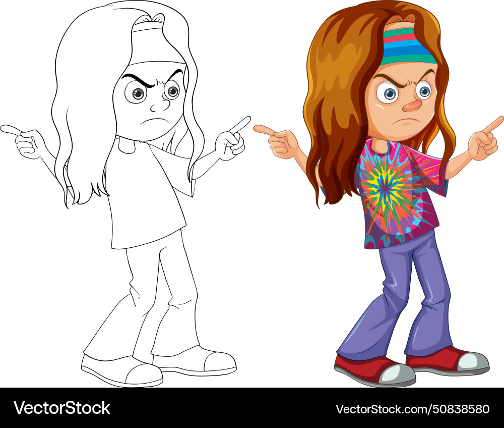 A character in color and outline Vector Image