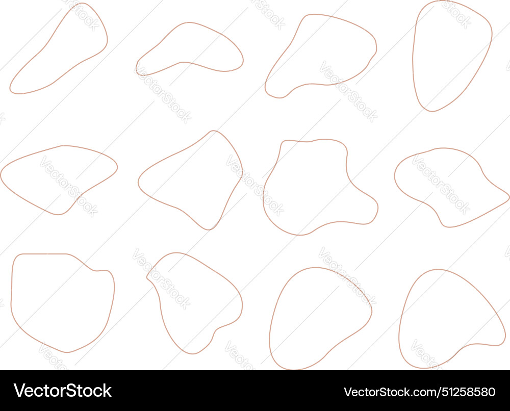 Abstract fluid linear shape set black Vector Image