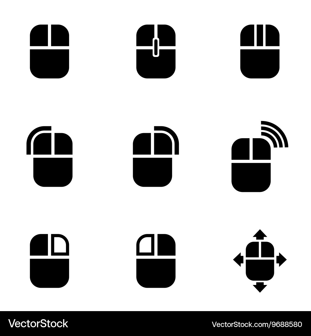 Black computer mouse icon set vector image