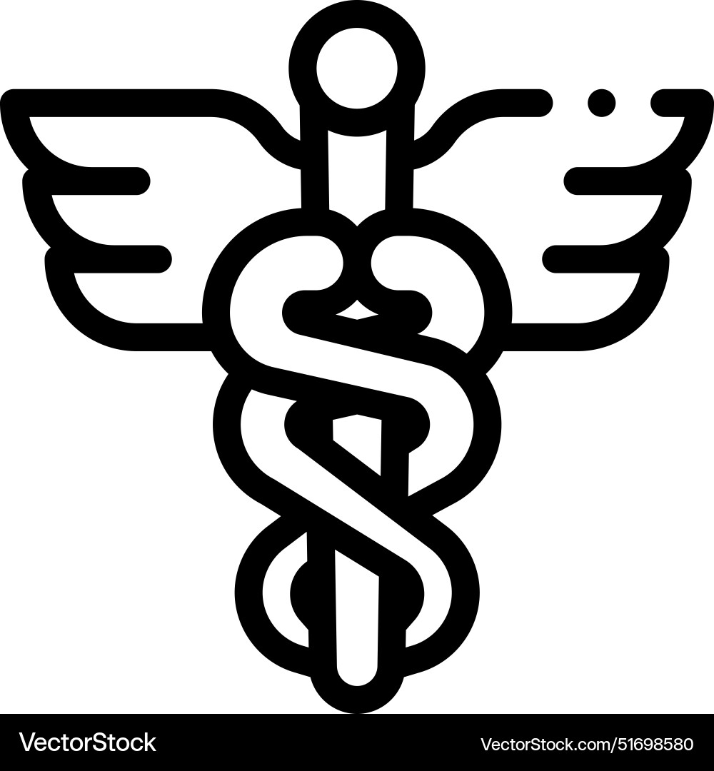 Caduceus icon thin linear style design isolated Vector Image
