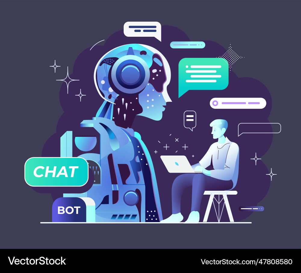 Chatbot using and chatting artificial vector image