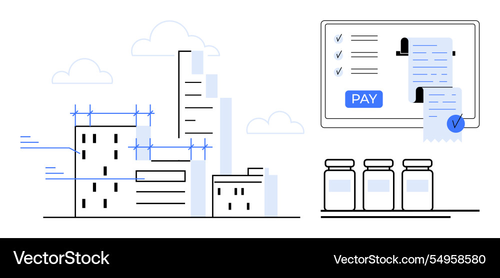 Digital payment processing for building Digital payment processing for building vector image