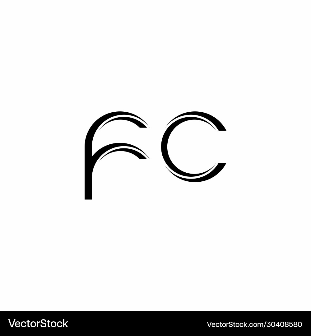 Fc logo monogram with slice rounded modern design vector image