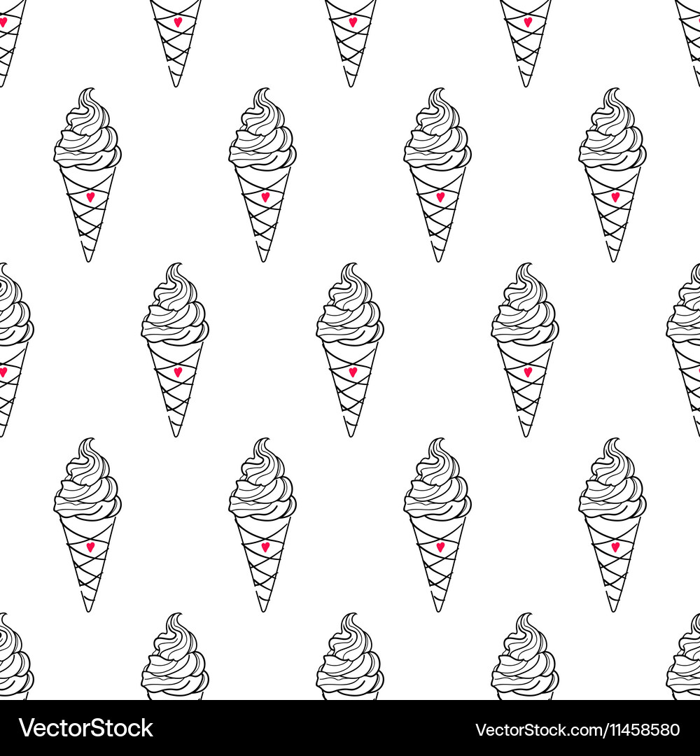 Ice cream easy pattern linear-16 Vector Image