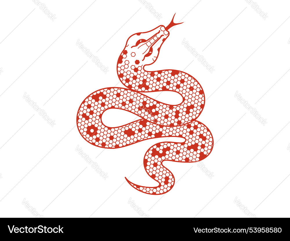 Isolated red snake with in geometric style Vector Image
