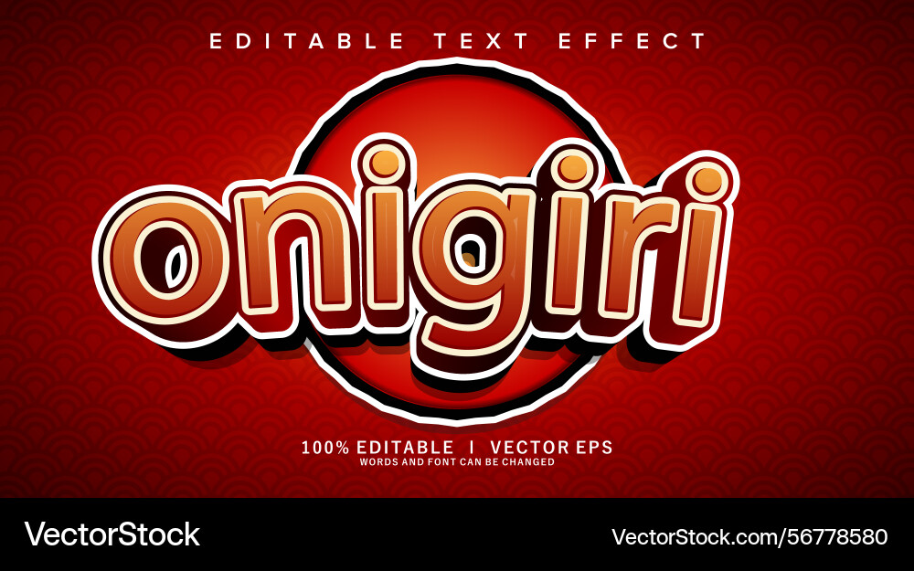 Onigiri text effect with modern style design Onigiri text effect with modern style design vector image