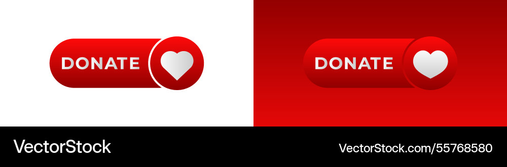 Red donate button with heart icon Vector Image