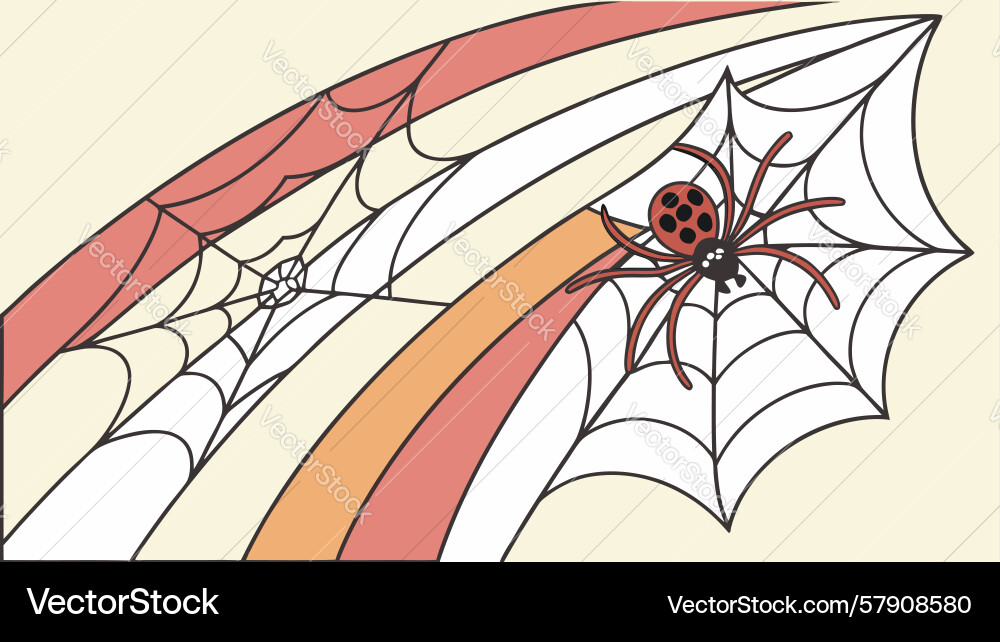 Spider auf Web mit abstrakten linearen Mustern vektorbild