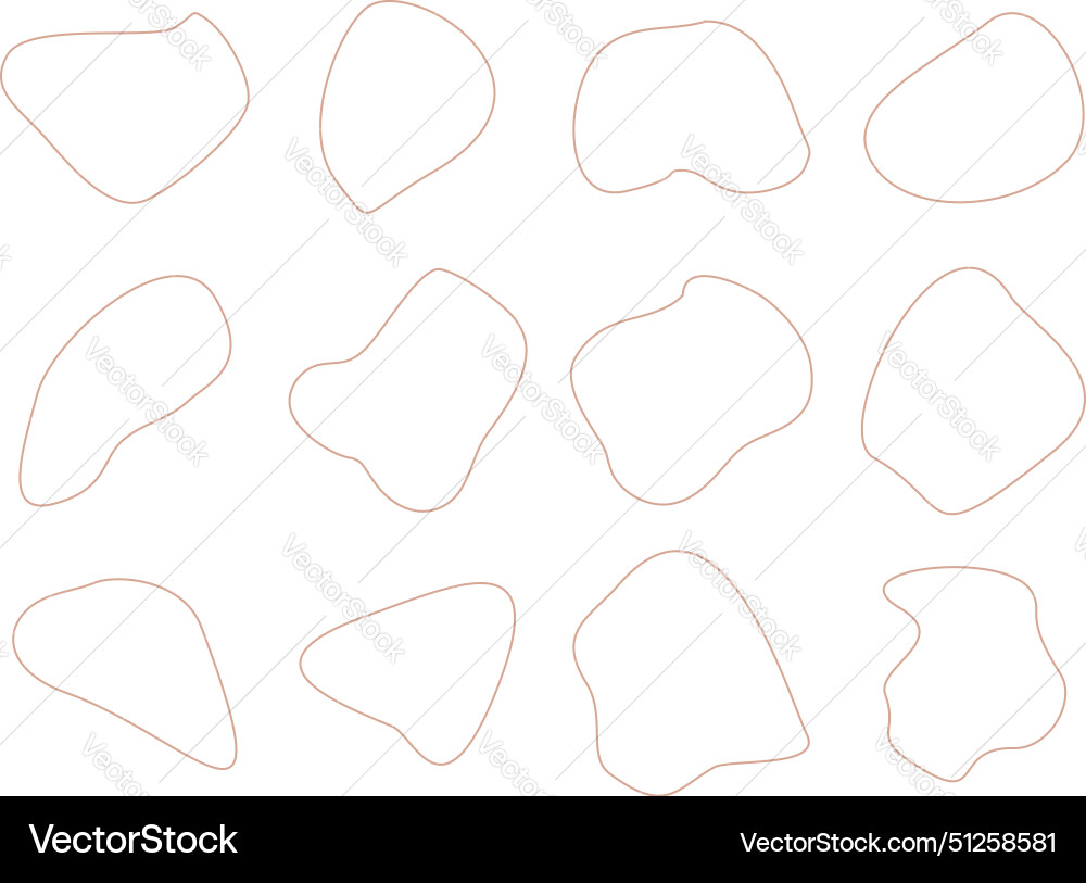Abstract fluid linear shape set black Vector Image