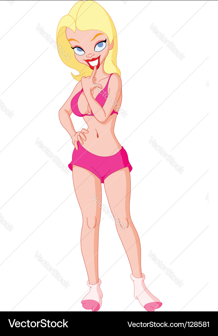 Attractive Blond Woman in Pink Underwear vector image