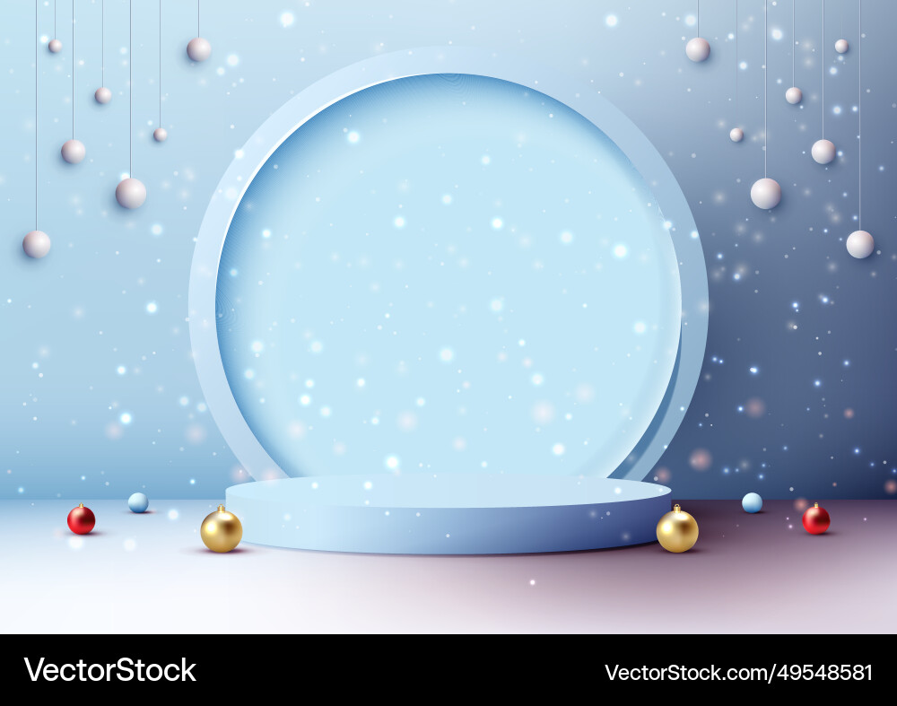 Blaue Weihnachten Podium Display Mockup Vektorbild