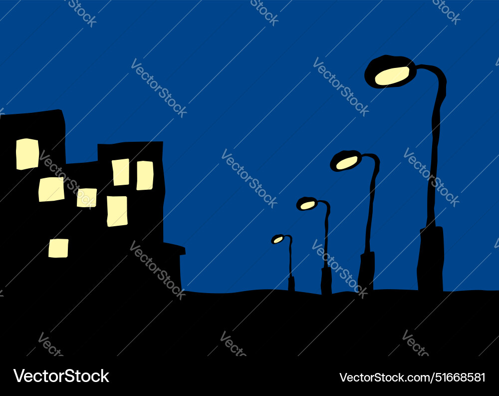 City at night a deserted street with lanterns City at night a deserted street with lanterns vector image