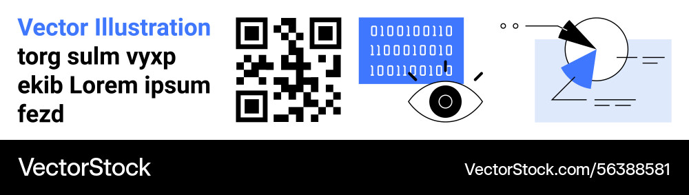 Digital qr code and data visualization elements Digital qr code and data visualization elements vector image