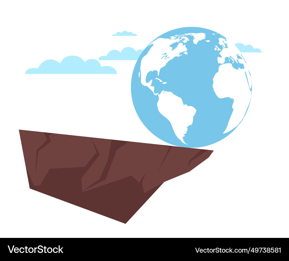 Globe is hovering on edge of precipice Globe is hovering on edge of precipice vector image