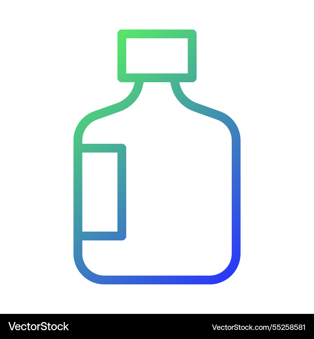 Gradient outline bottle icon with label design vector image