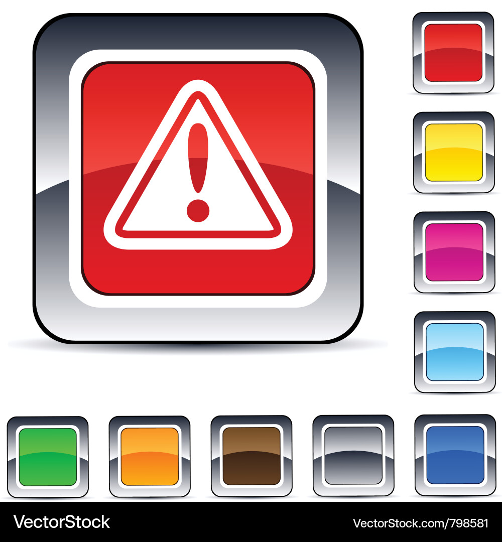 Red Exclamation Square Button Vector Image