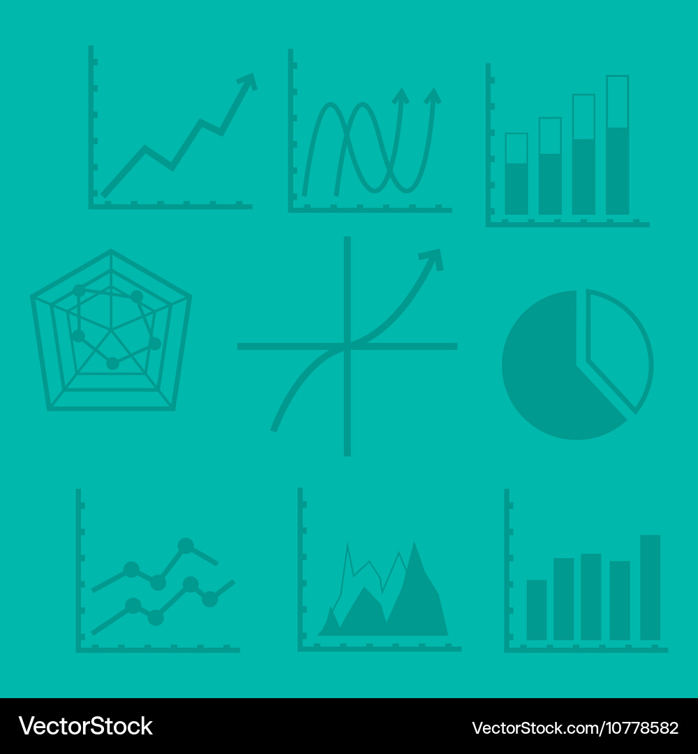 Graph chart with business related icons image Vector Image