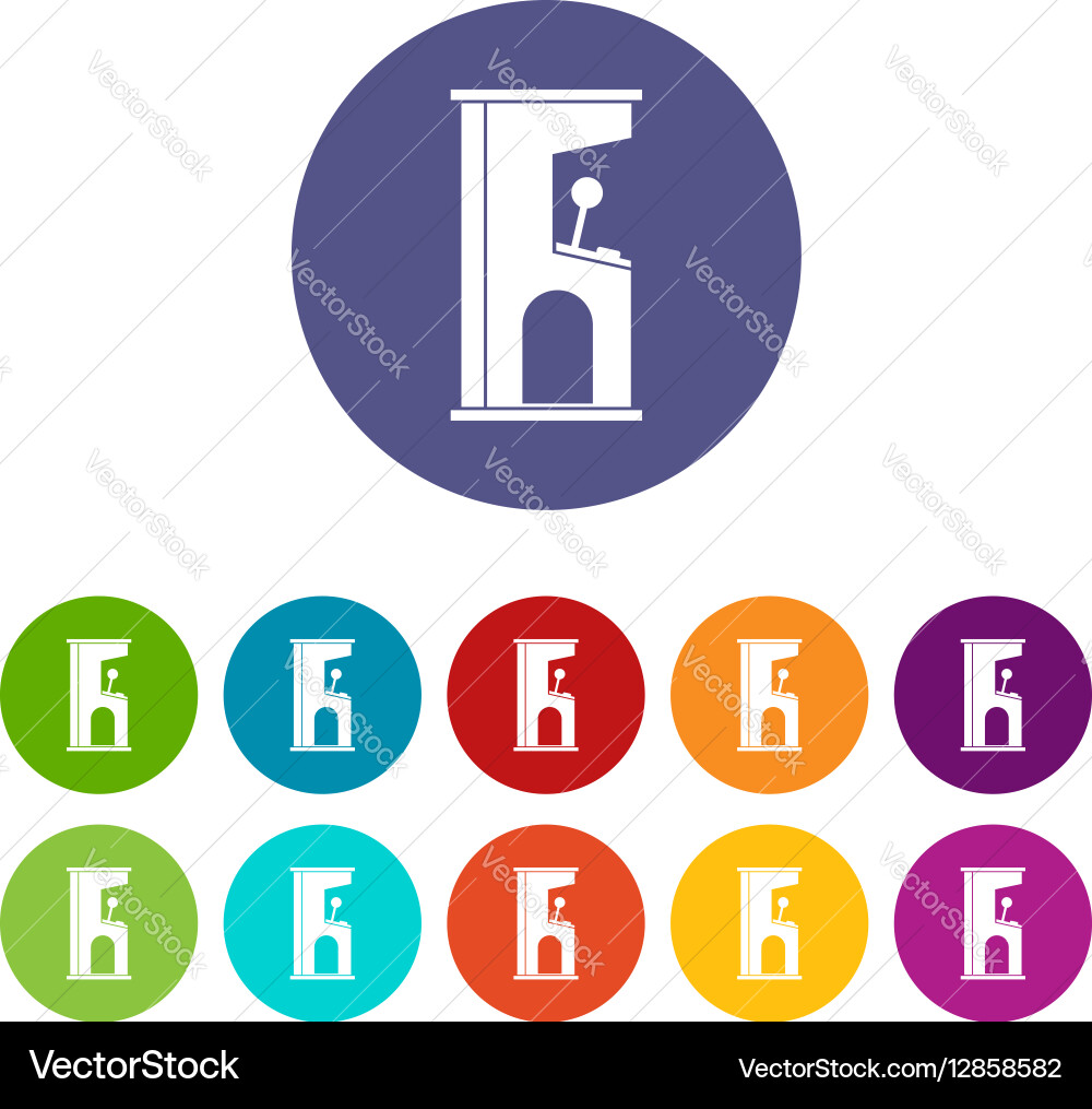 Retro style arcade game machine set icons Vector Image